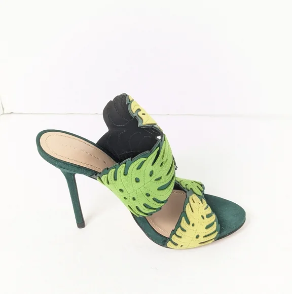 NWT Zara Suede Tropical Heels - Picture 4 of 16